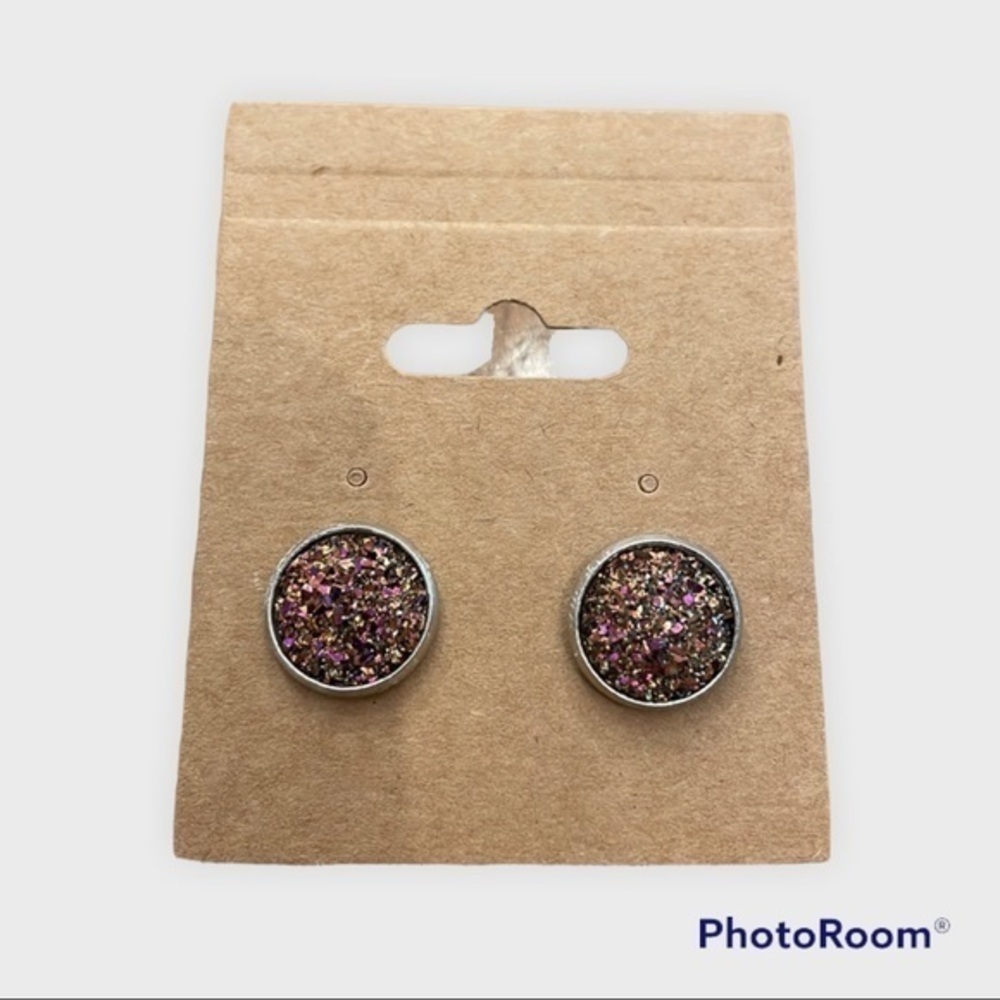 Pink and rose gold 12mm stud earrings